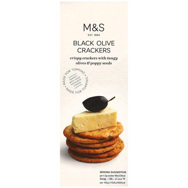 M&S Black Olive Crispy Crackers With Tangy Olives & Poppy Seeds 150g | Imported