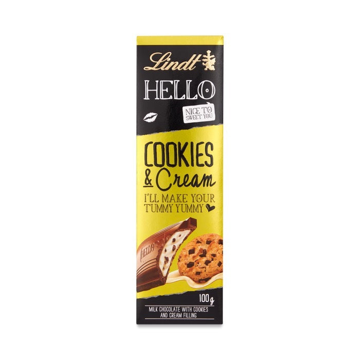 Lindt Hello Cookies & Cream Chocolate Bar - Premium Swiss Chocolate (Imported)