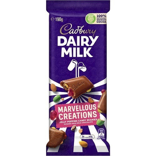 Cadbury Dairy Milk Marvellous Creations Jelly Popping Candy Bar 180g | Imported Australian Chocolate | Premium Milk Chocolate