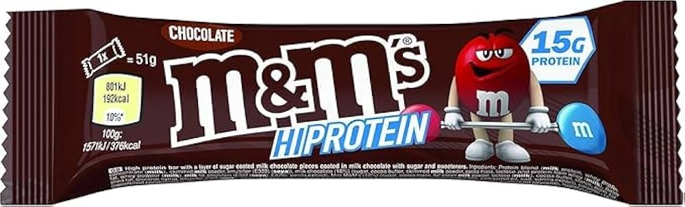 M & M Hi Protein Chocolate Bar – 15g Protein 51g bar | Imported From UK