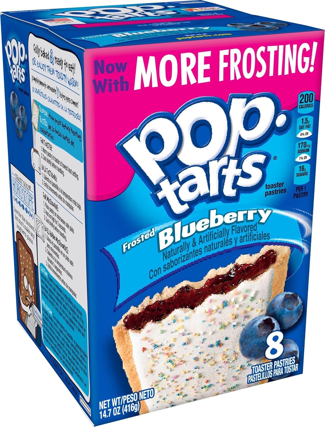 Kellogg's Pop Tarts Frosted Blueberry Baked with Real Fruit, 416g | USA Imported