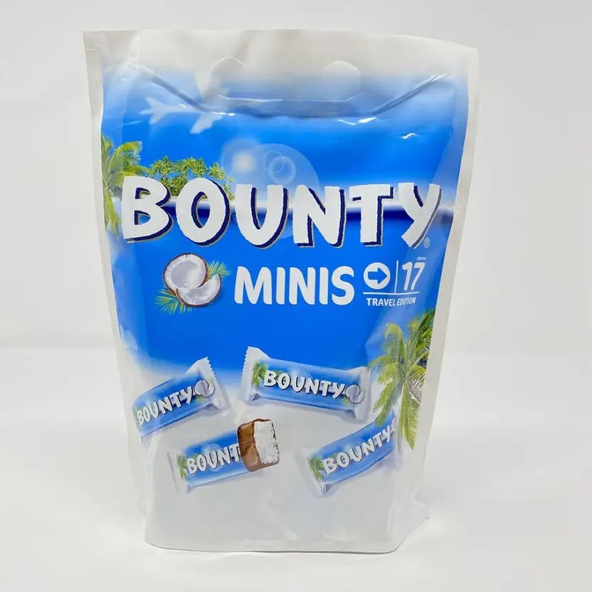 Bounty Minis Travel Edition Pouch 17pcs (500g) | UK Imported Coconut Chocolate Bars | Premium Mini Bounty Pack