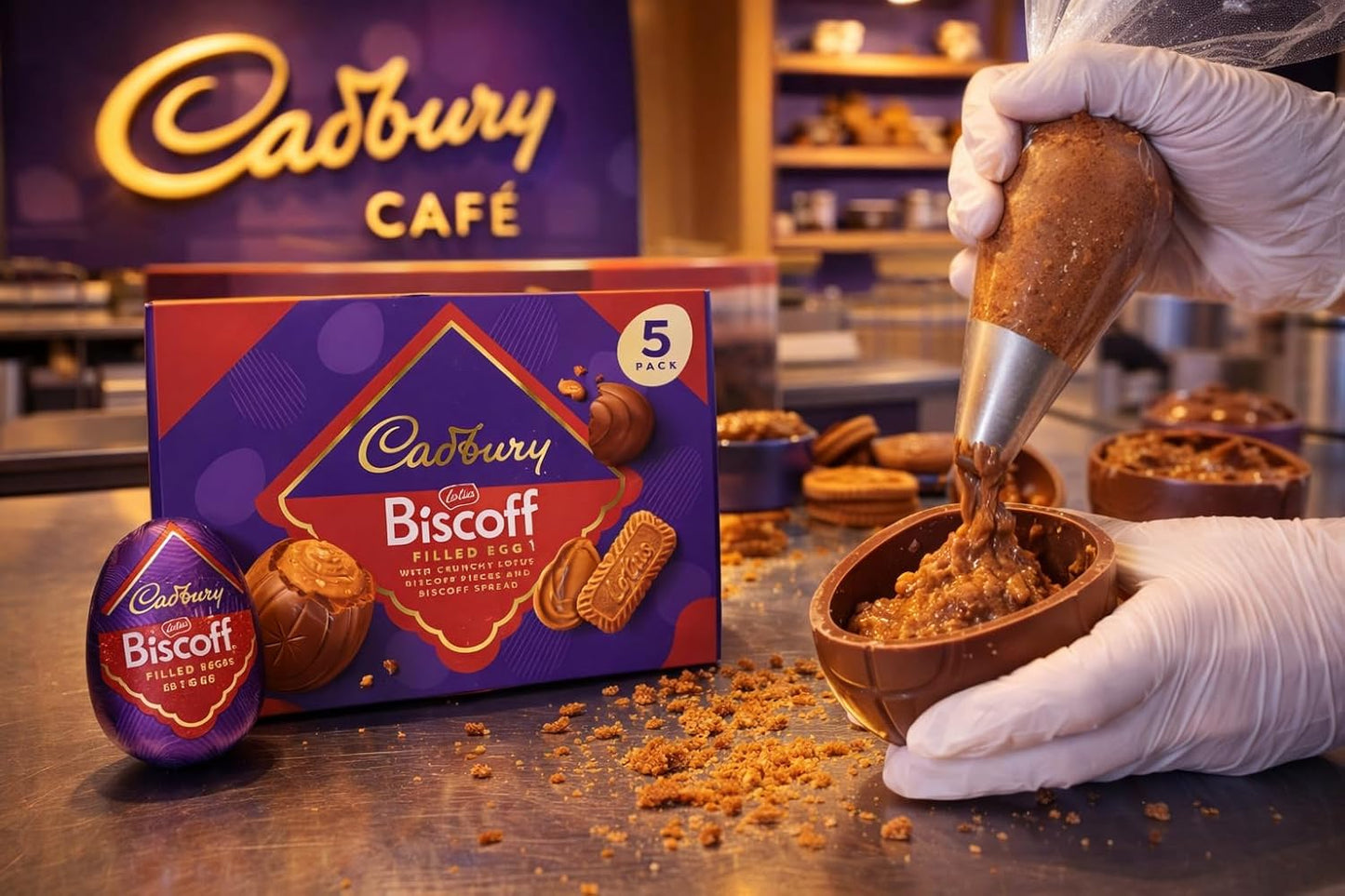 Cadbury Lotus Biscoff Filled Chocolate Eggs 5 Pack (160g) – Premium Easter Chocolate | IndyGood