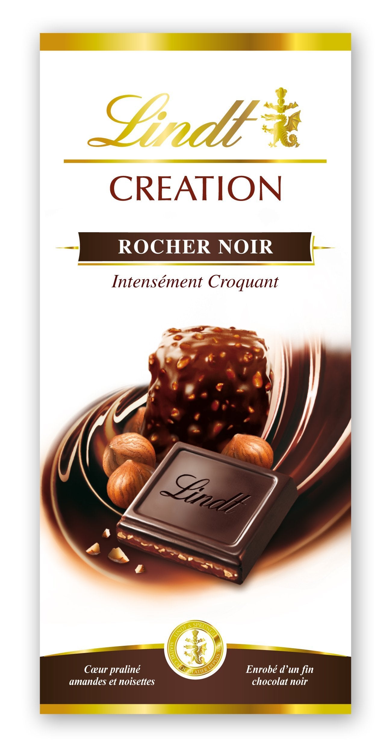 Lindt Creation Rocher Noir Dark Chocolate Bar – 150g | Imported