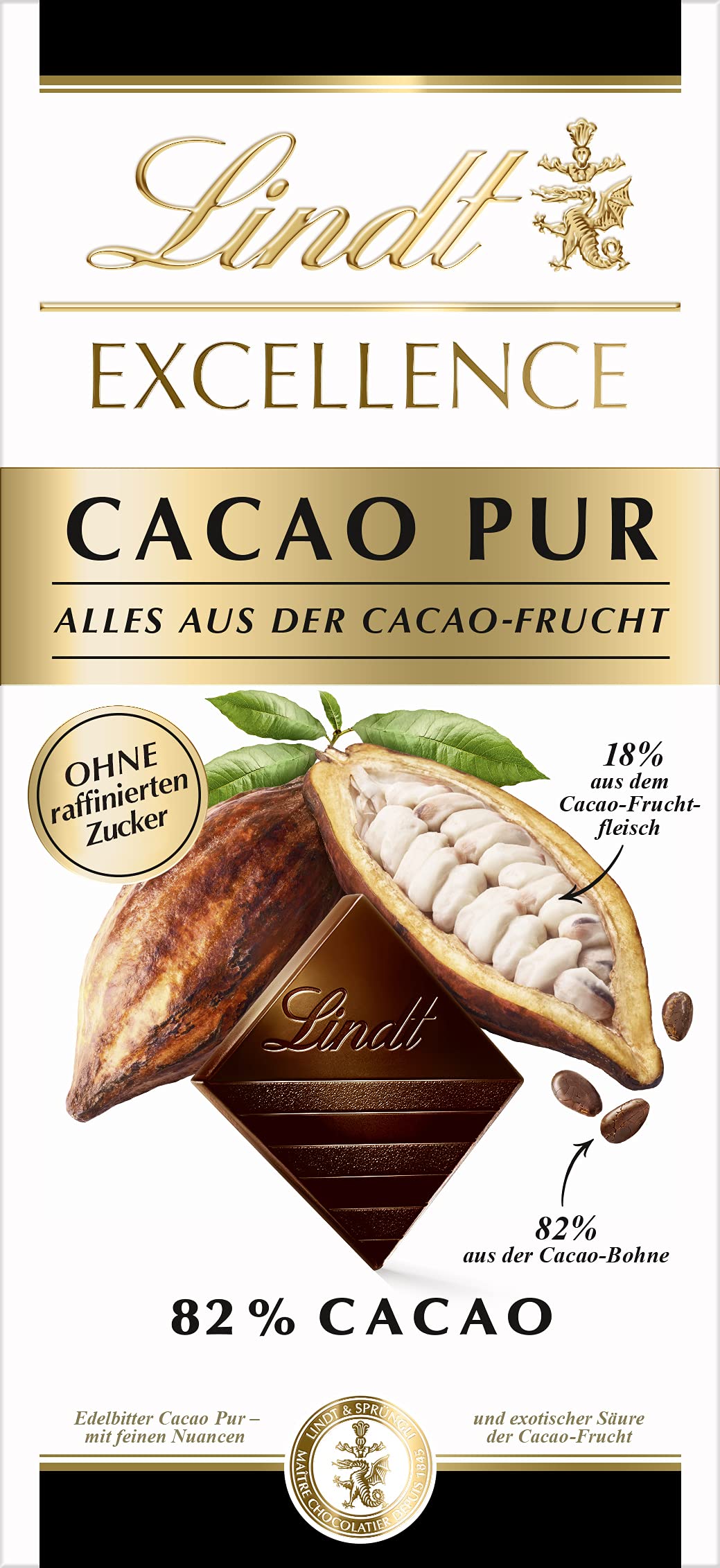 Lindt Excellence Pure 82% Cocoa Dark Chocolate – 80g | Imported Limited Edition
