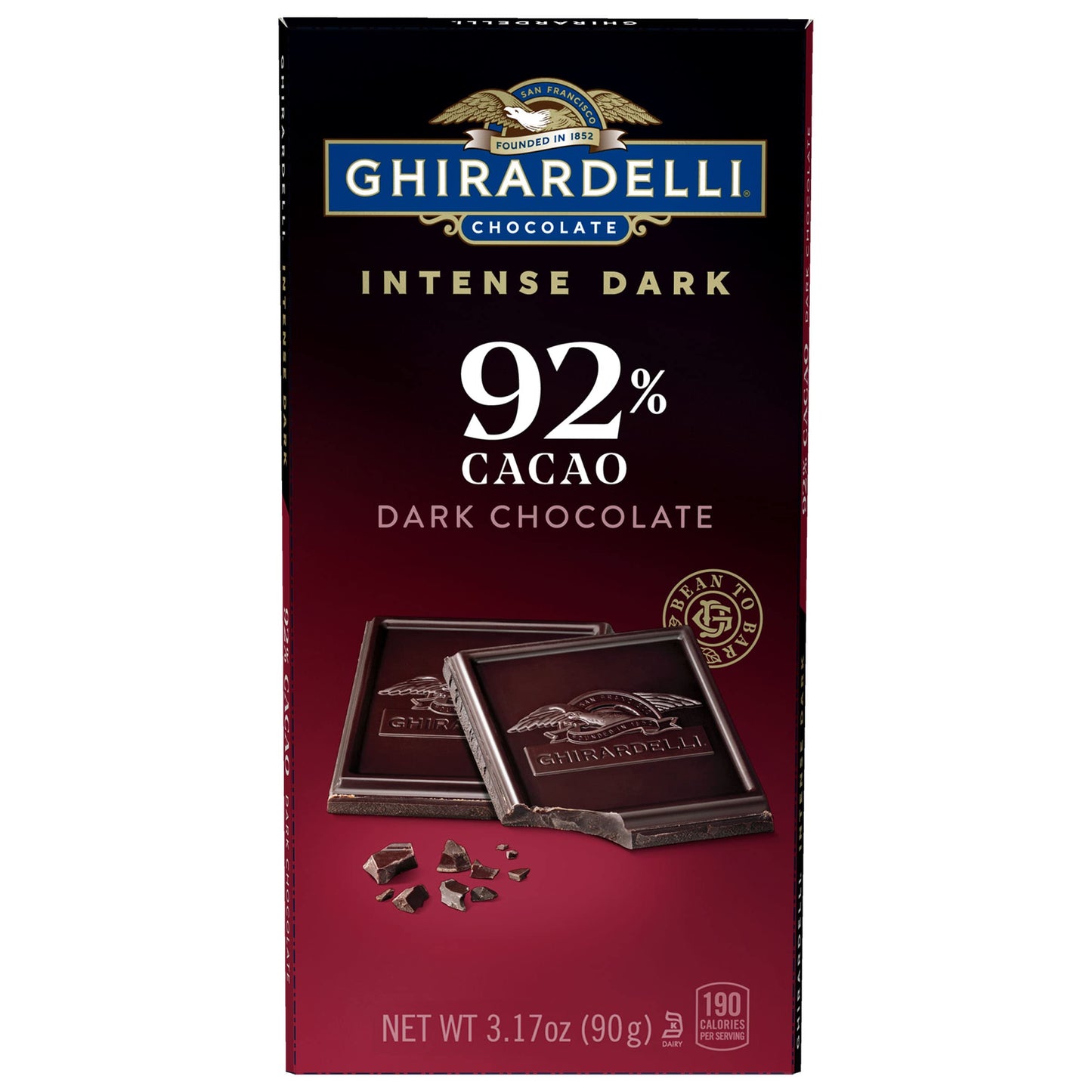 Ghirardelli 92% Intense Dark Chocolate Bar – 90g | Imported