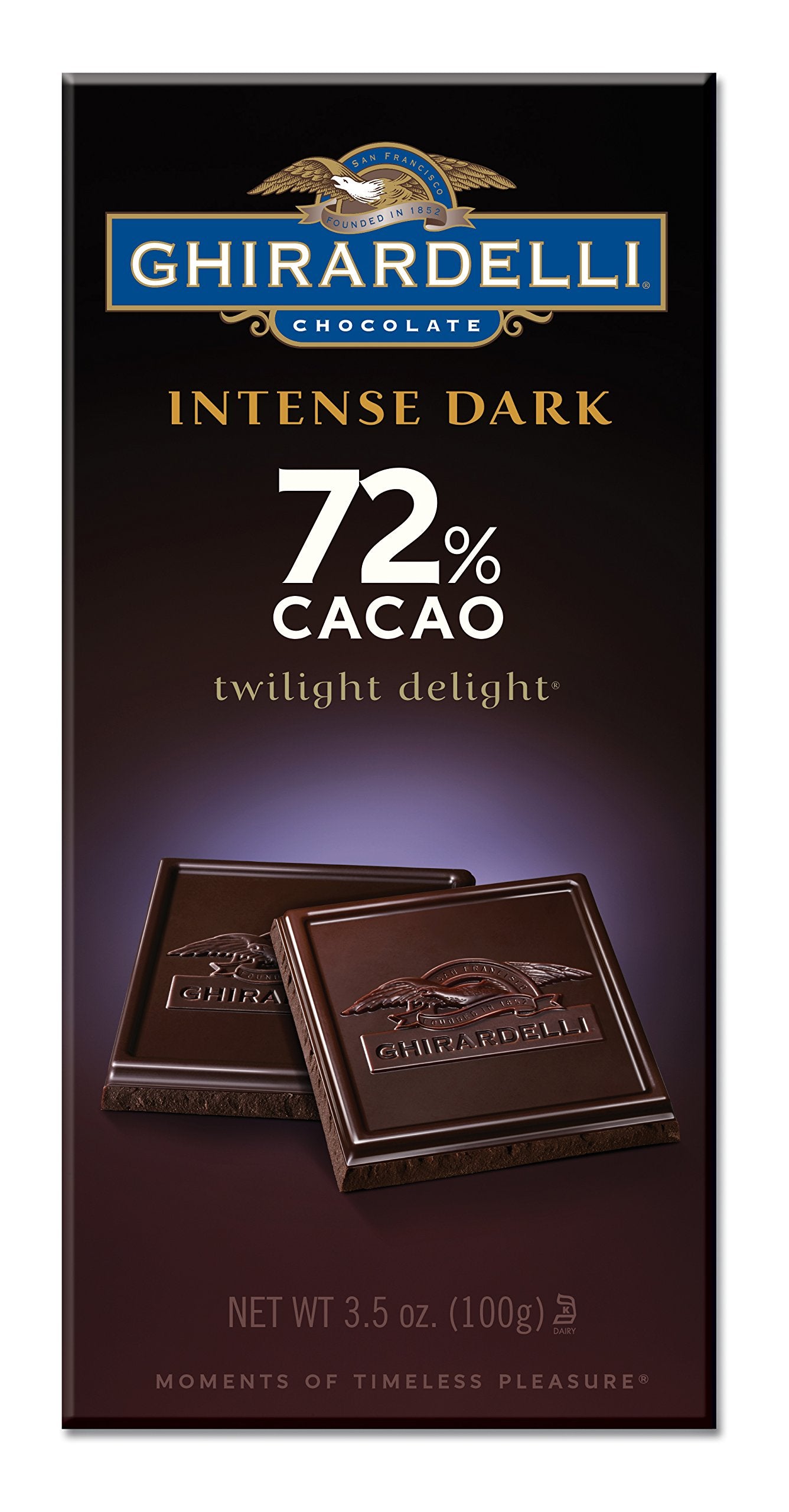 Ghirardelli Intense Dark 72% Cacao Twilight Delight Chocolate – 100g Imported