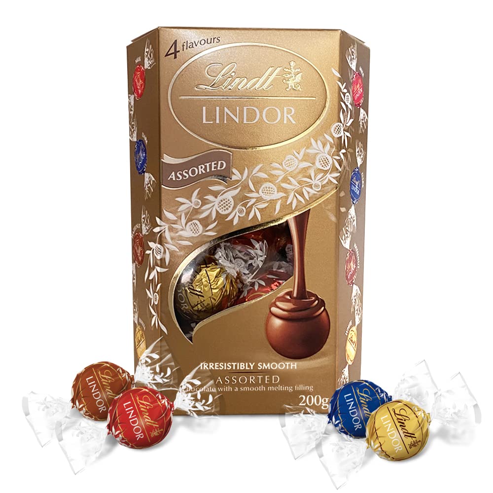 Lindt LINDOR Assorted Chocolate Truffles (200g) - Imported Swiss Chocolate | Melt proof Packing