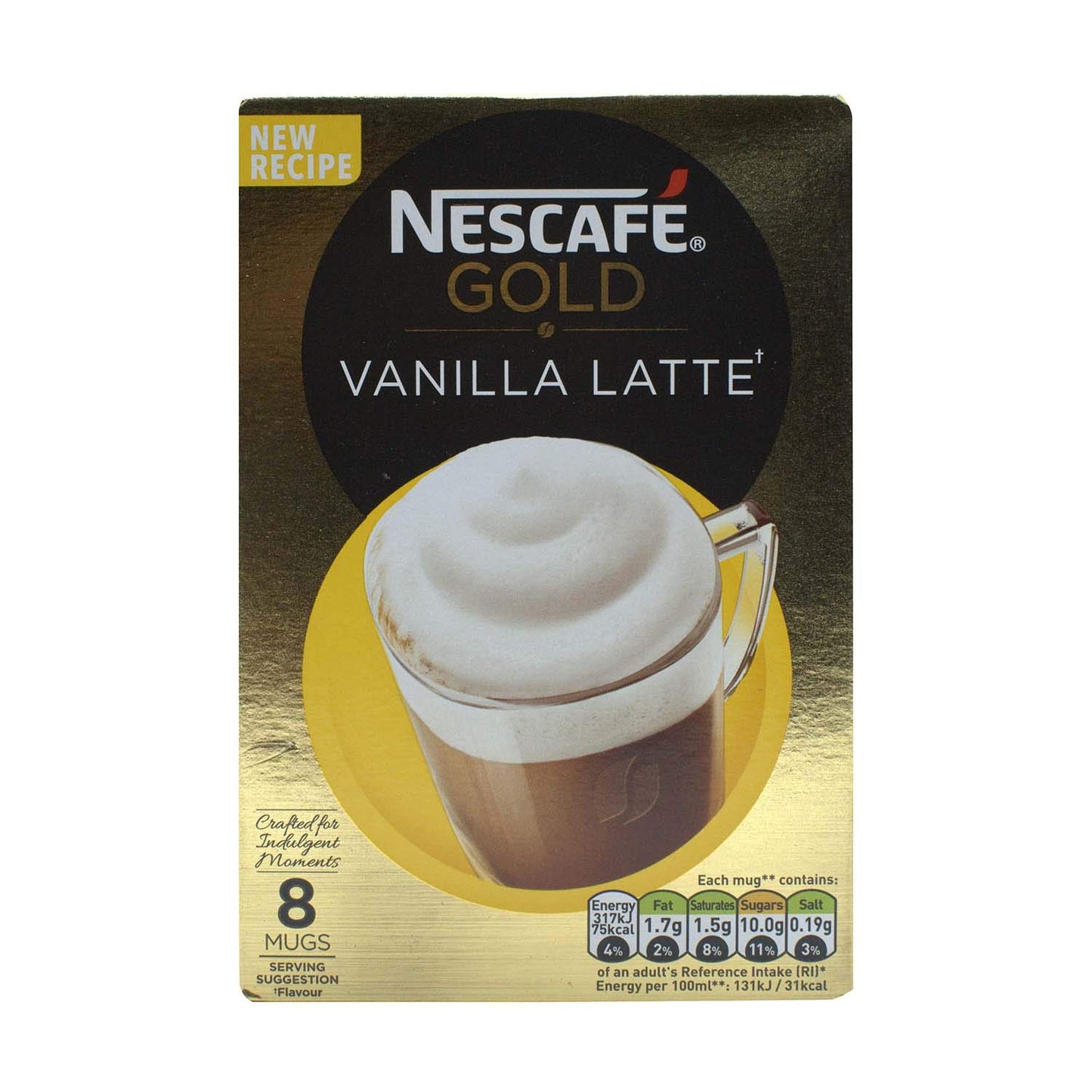 Nescafe Gold- Vanilla Latte Imported ( 8 Pouch) | Imported From UK