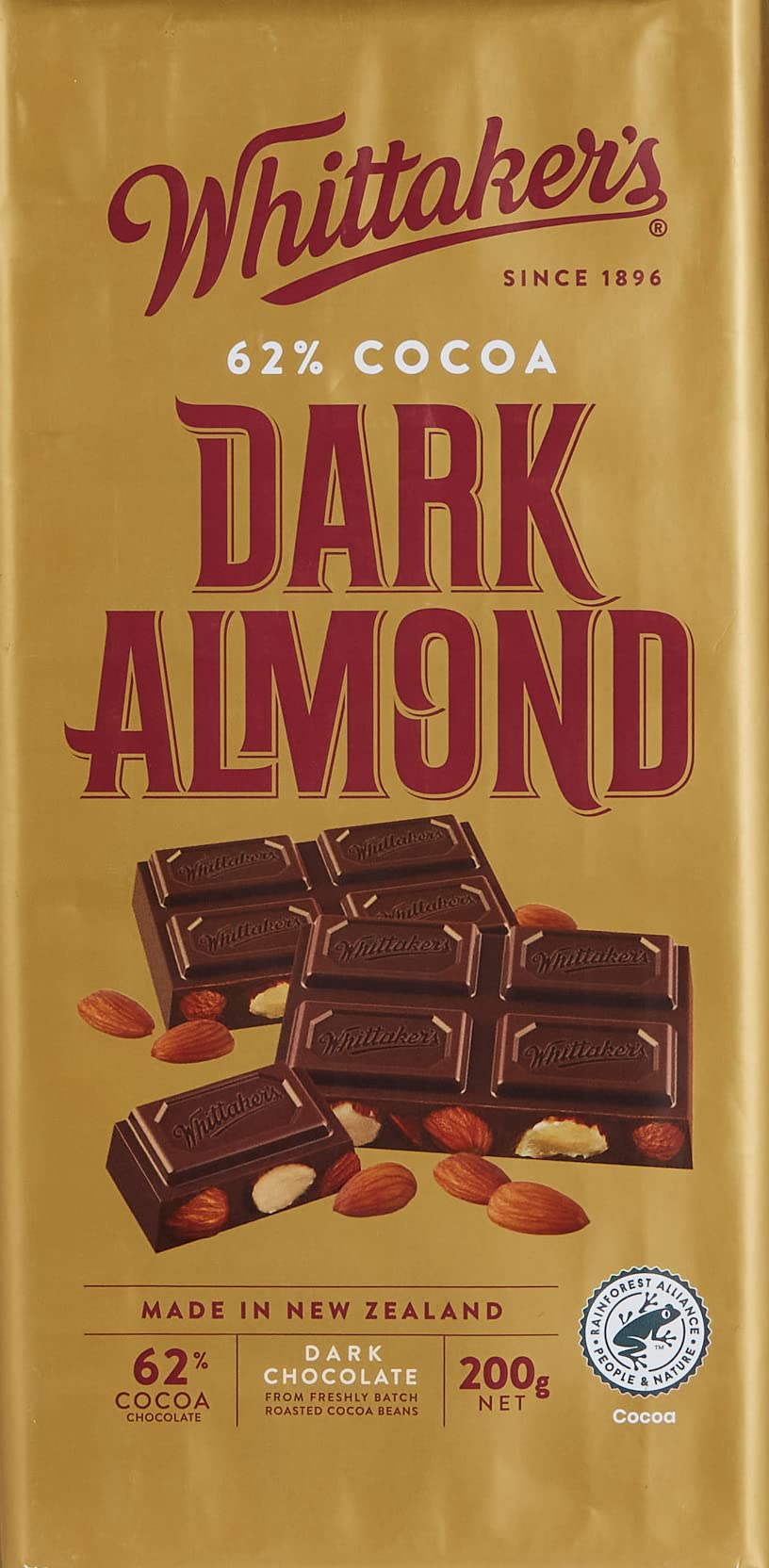 Whittaker's Dark Almond Block - 200g | Premium Imported Chocolate