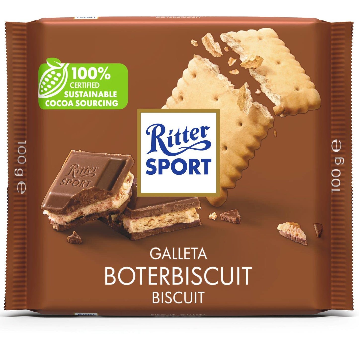 Ritter Sport Milk Chocolate with Butter Biscuit (100g) - Imported German Chocolate