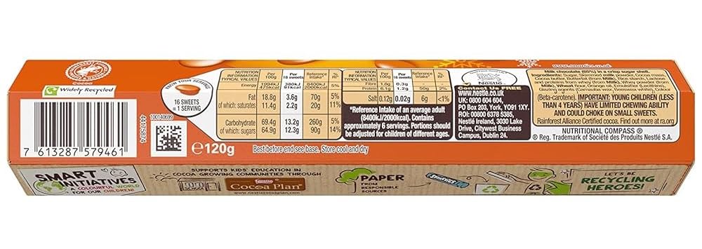 Nestle Smarties Orange Roll – Milk Chocolate Sweets, 120g (UK)