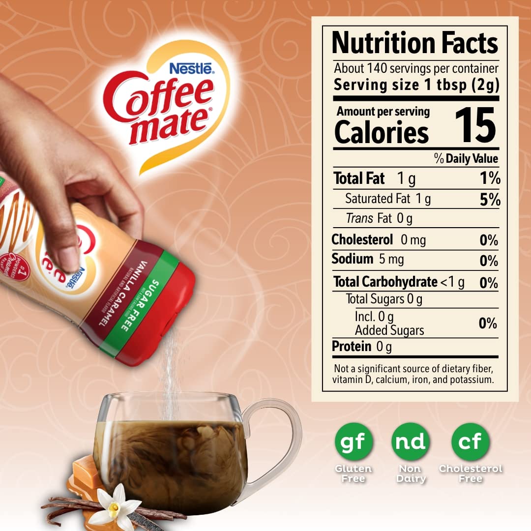 Nestle Coffee Mate Sugar-Free Vanilla Caramel – 289g | Imported
