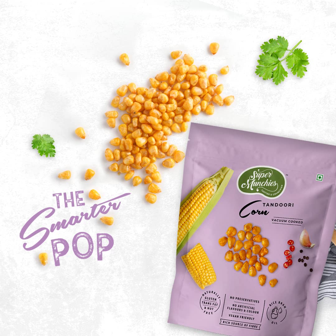 Super Munchies Tandoori Corn Snack – Vegan, Gluten-Free, Low Fat, Zero MSG