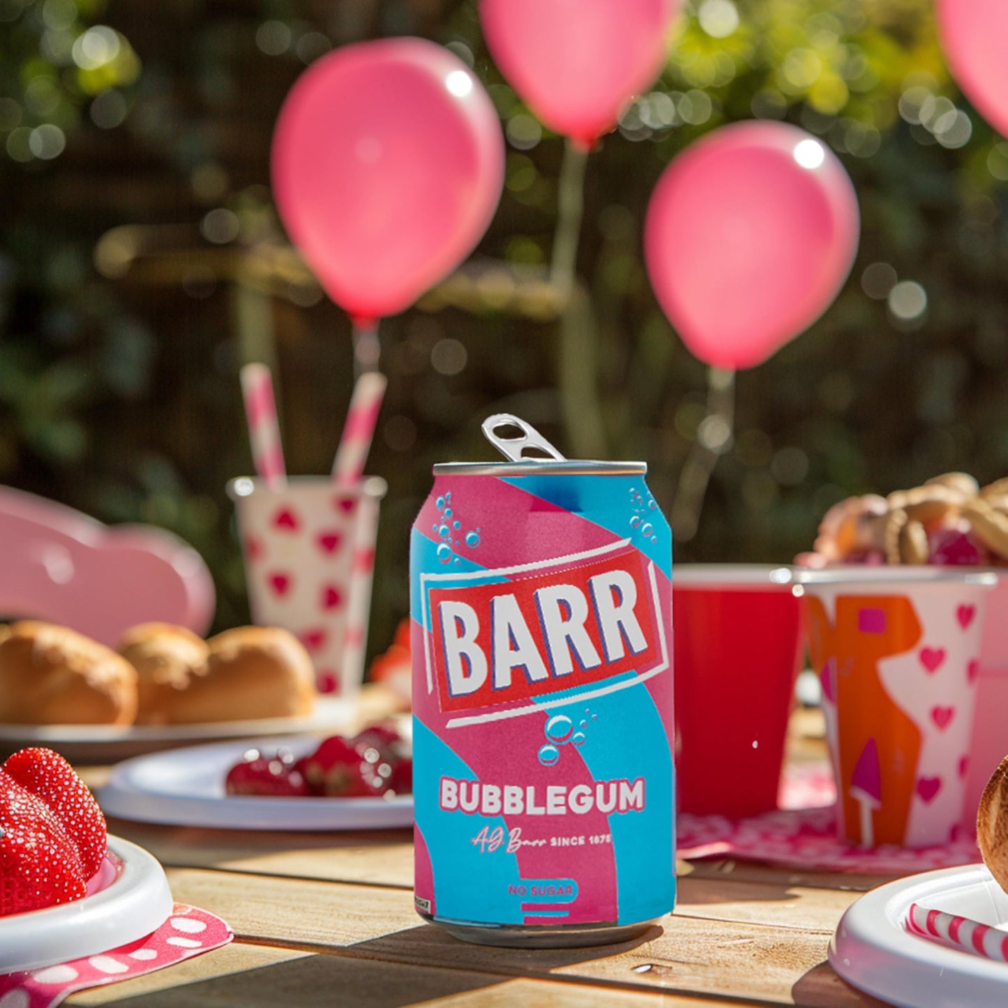 BARR Blue Bubblegum Zero Sugar Fizzy Drink – 330ml Can | Imported