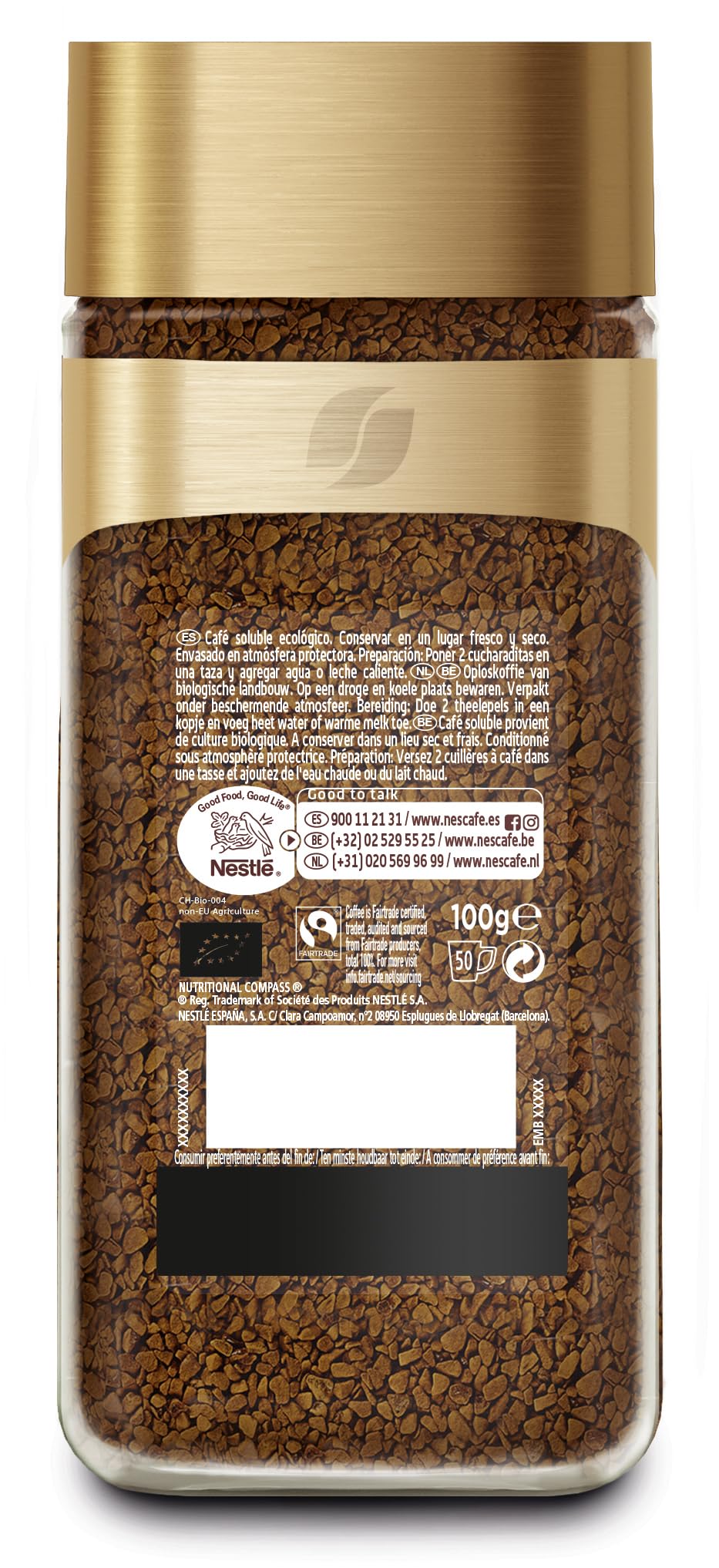 Nescafe Gold Organic Roast & Ground Coffee (100g Glass) Premium Blend- Imported
