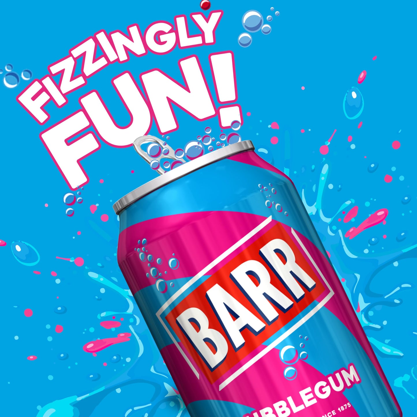 BARR Blue Bubblegum Zero Sugar Fizzy Drink – 330ml Can | Imported