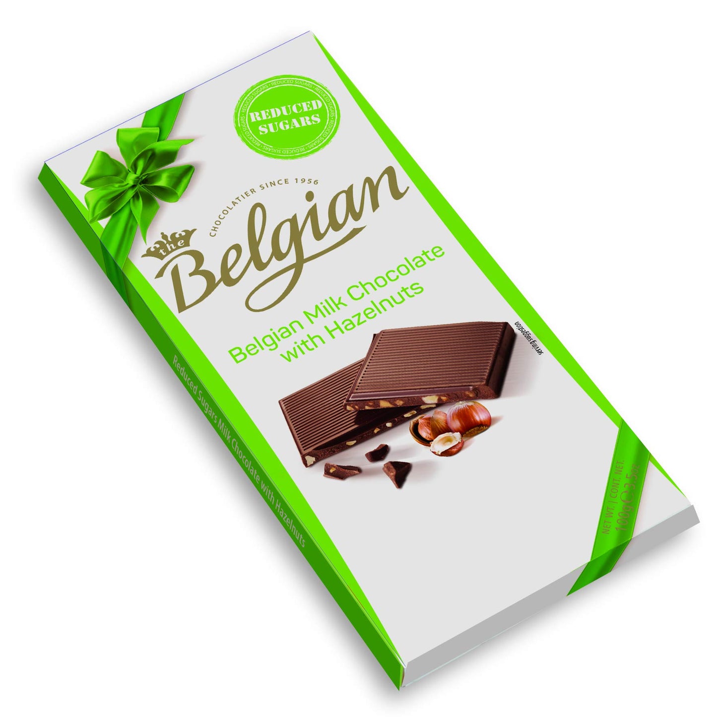 Belgian (No Added Sugar) Milk With Hazelnut Chocolate Bar - 100G | Melt-Proof Packing