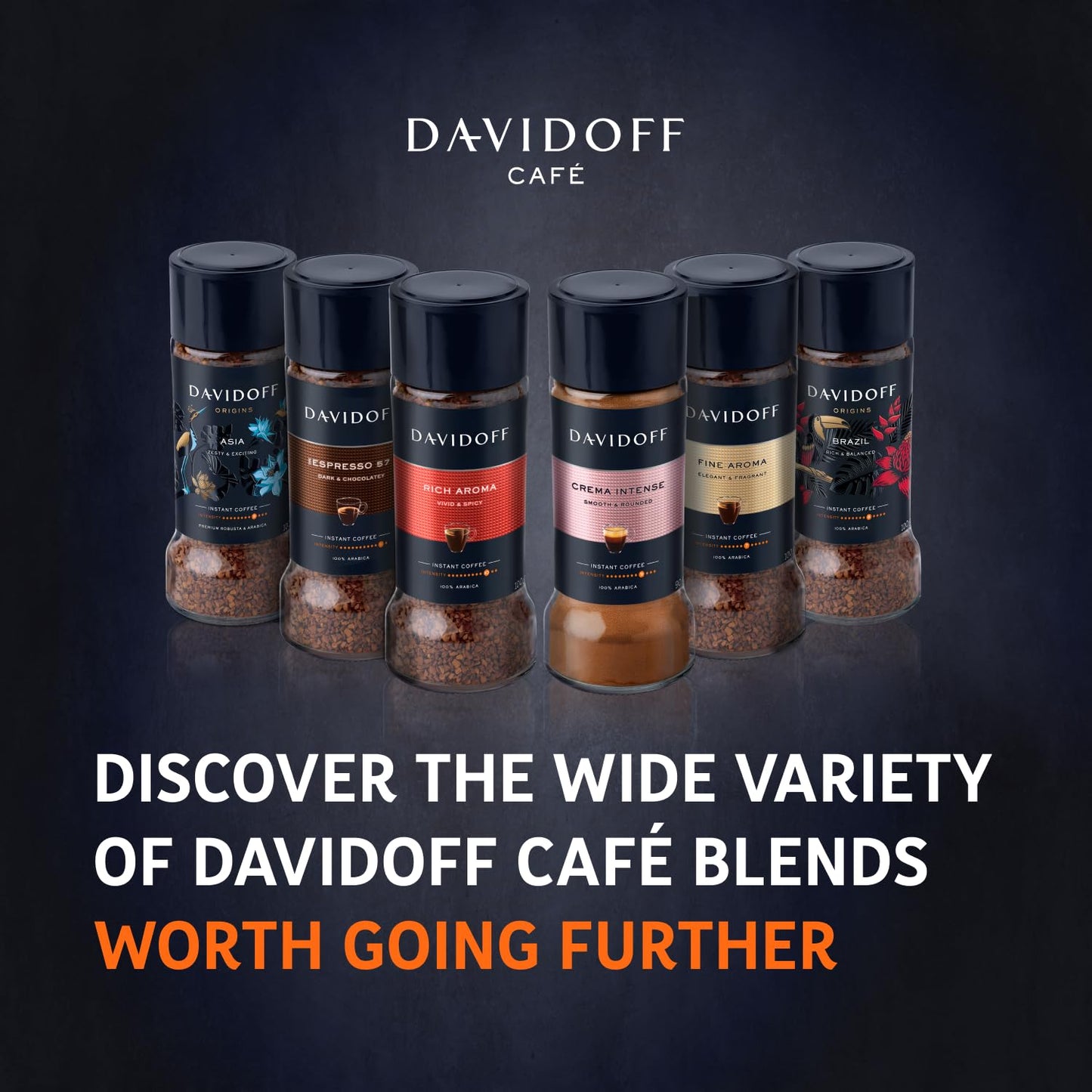 Davidoff Origins Brazil Flavour Instant Coffee | Imported | 3.53 Oz 100 G, Granule, Glass Bottle