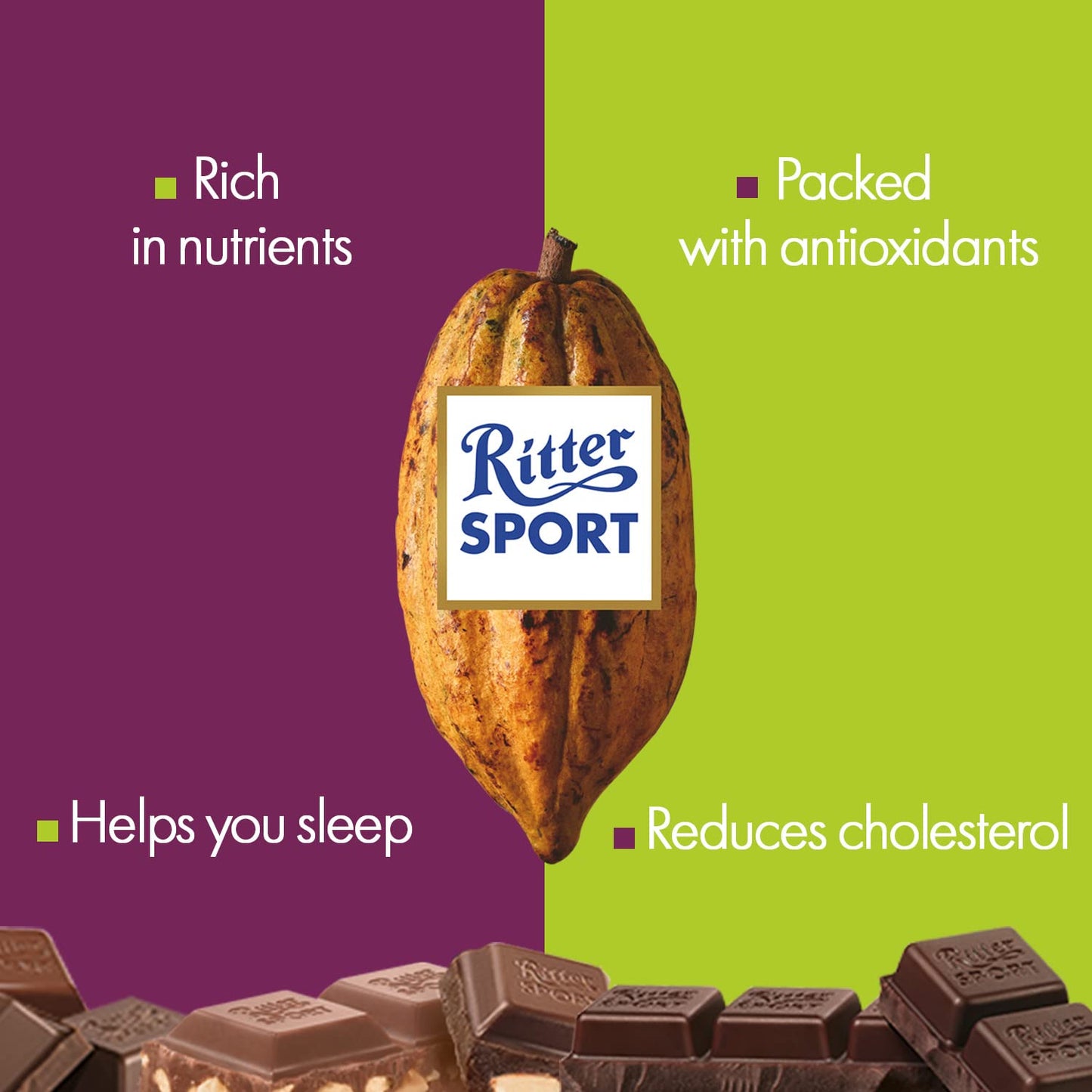Ritter Sport Dark Whole Hazelnut Chocolate | Imported | Product of Germany