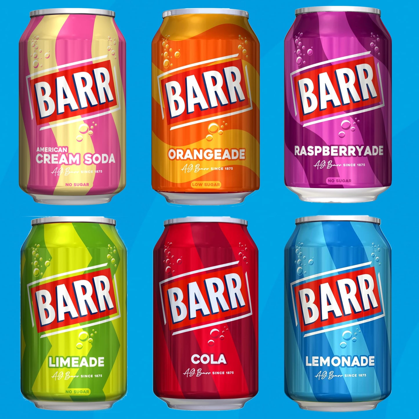 BARR Blue Bubblegum Zero Sugar Fizzy Drink – 330ml Can | Imported