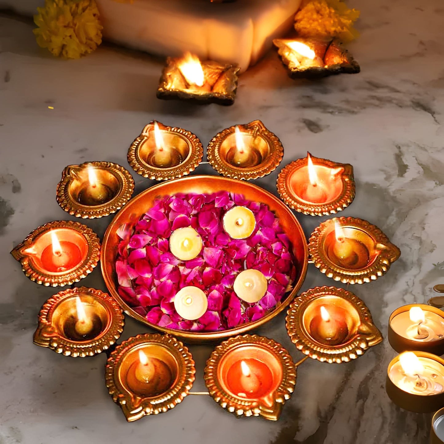 Luxury Dryfruit Diwali Hamper 200g with Decorative Flower Diya