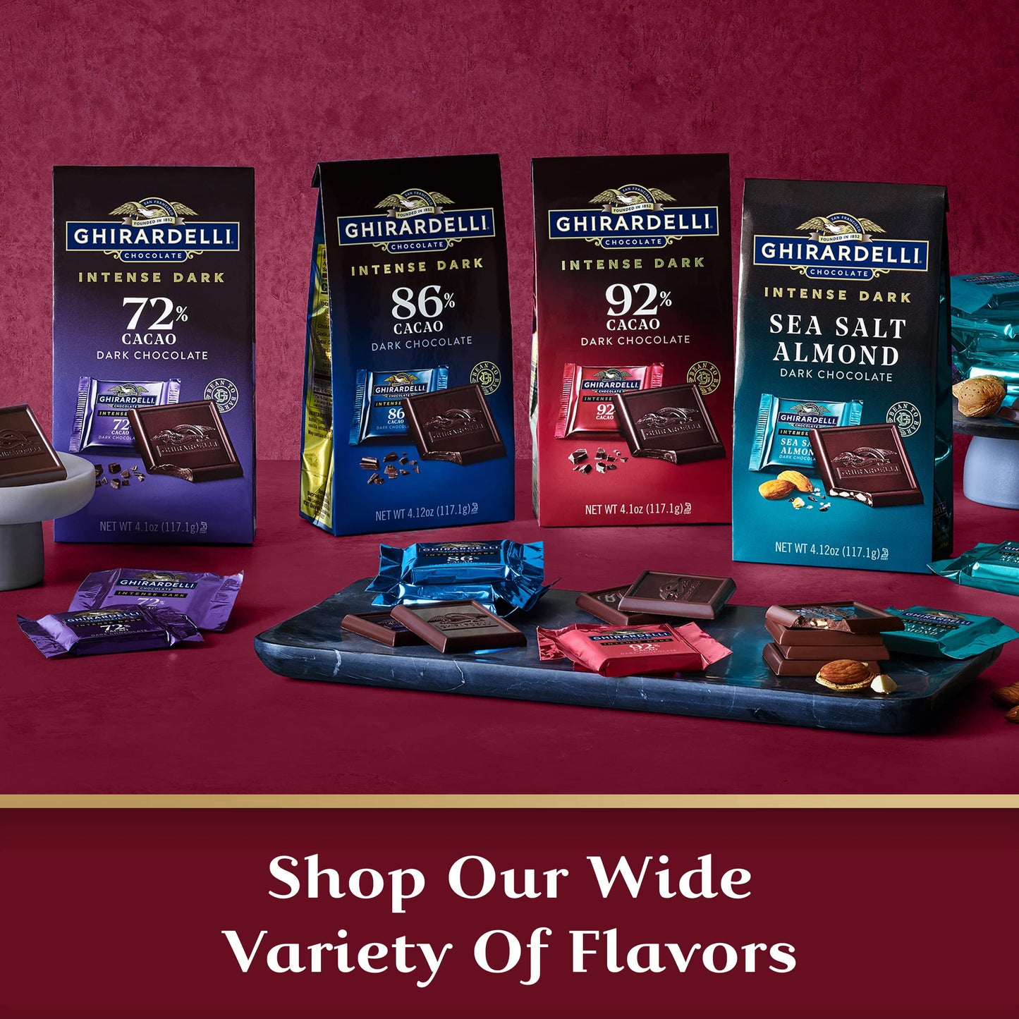 Ghirardelli 92% Intense Dark Chocolate Bar – 90g | Imported