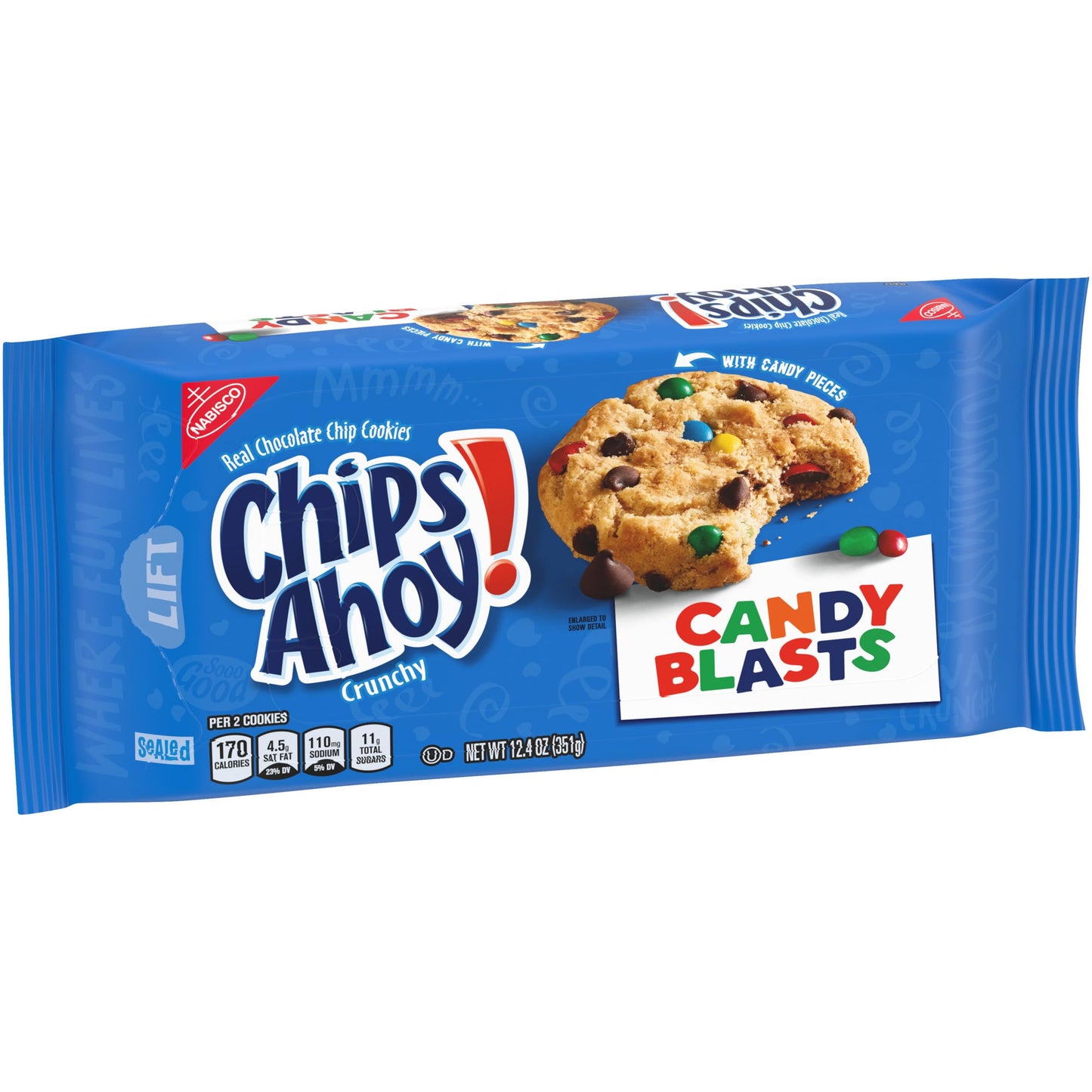 Chips Ahoy Candy Blasts Chocolate Chip Cookies Pouch, 351 g, Breakage proof-Pack | Made in USA