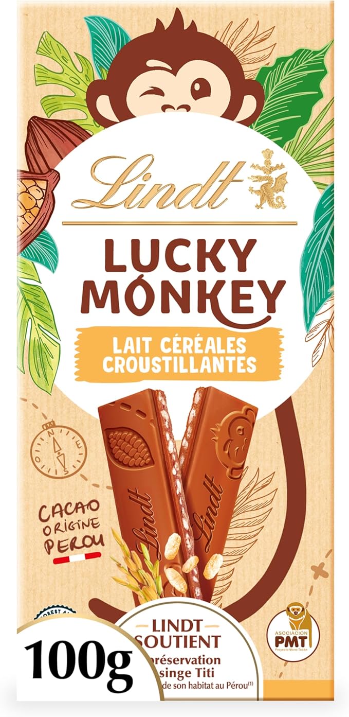 Imported Lindt Lucky Monkey Crunchy Cereal Chocolate 100g