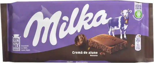 Milka Alpine Milk Chocolate with Hazelnut Cream 100g – Imported from Switzerland