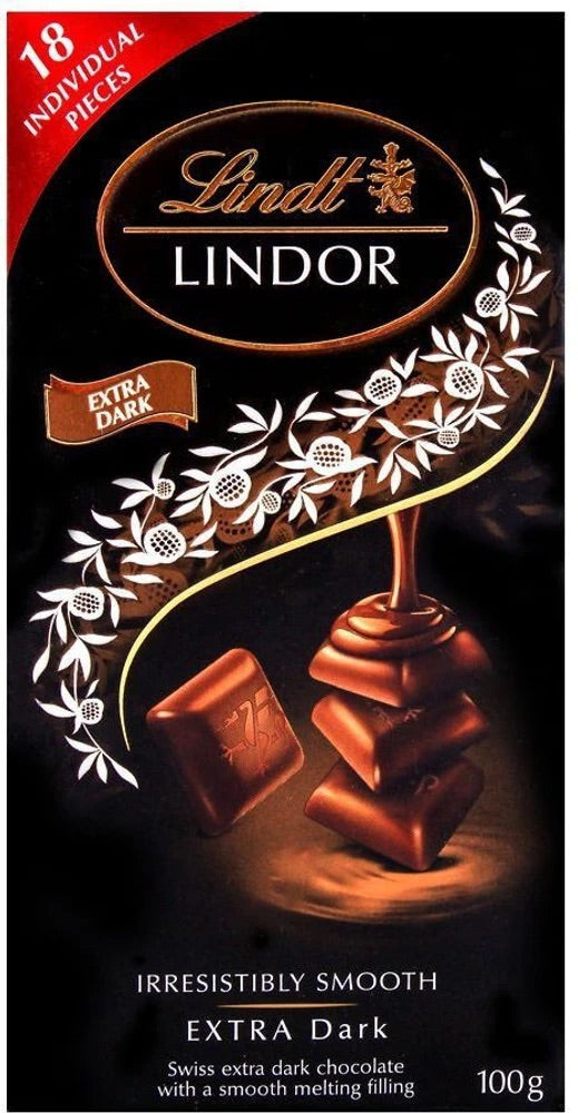Lindt Lindor Extra Dark Smooth Chocolate - 100g, Imported