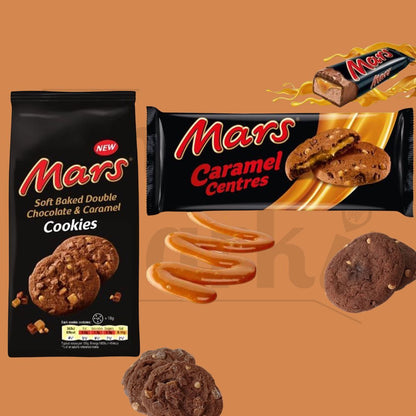 Mars Soft Baked Double Chocolate & Caramel Cookies, Imported   | Chocolate Biscuits with Chocolate Pieces