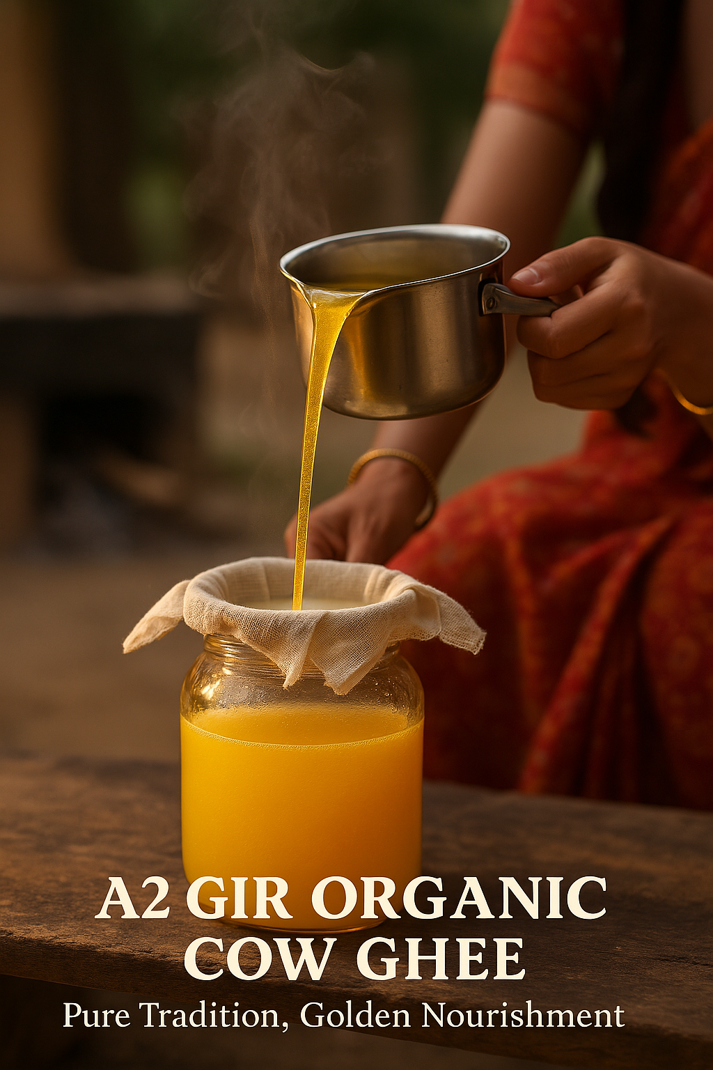 A2 Vedic Desi Cow Pure Ghee (Bilona Method), Grass-Fed, 400g | Direct From Farm