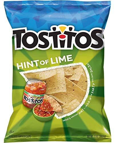 Frito Lay Tostitos Tortilla Chips (Hint of Lime), 10 oz (283.5 g) | Imported from USA | Un-breakable Pack