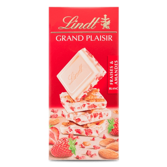 Lindt Grand Plaisir White Chocolate with Strawberries & Almonds (150g Imported Gift Bar)