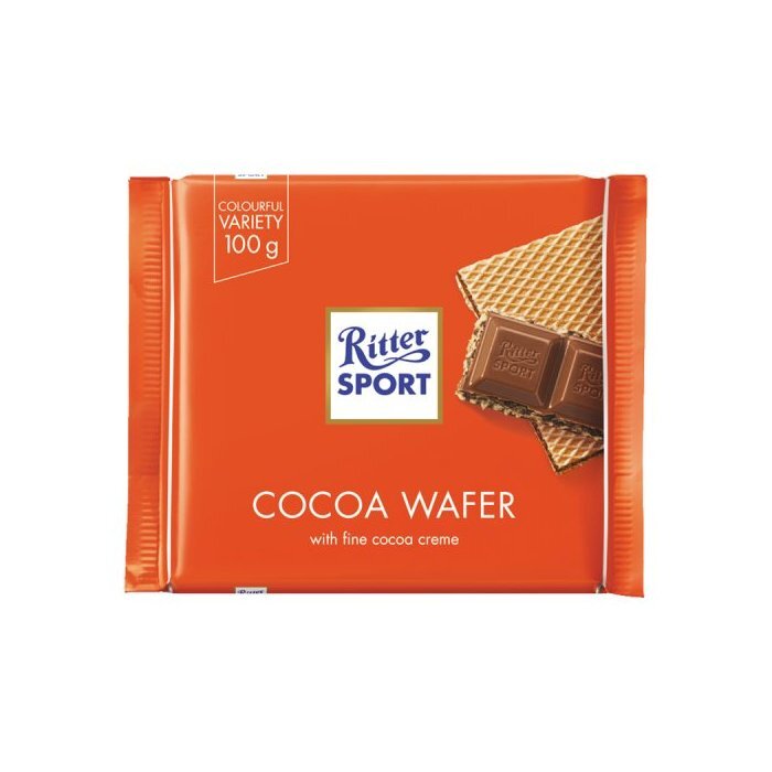 Ritter Sport Milk Chocolate with Cocoa Wafer (100g) - German Imported Chocolate