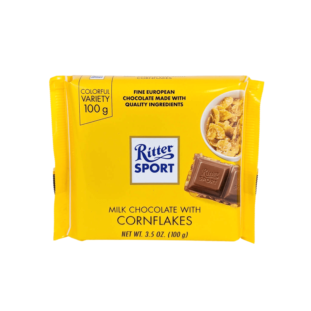 Ritter Sport Milk Chocolate with Crunchy Cornflakes (100g) - Imported from Germany