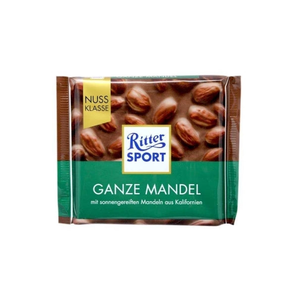 Ritter Sport Whole Almonds Milk Chocolate Bar (100g) - Creamy Milk Chocolate with Almonds