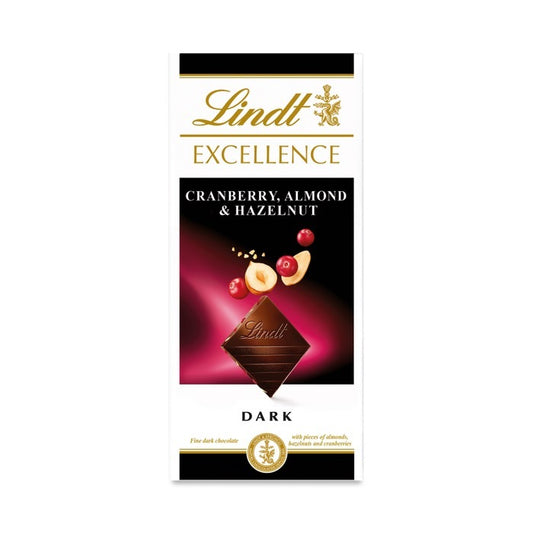 Lindt Excellence Cranberry Almond hazelnut Chocolate, 100 G