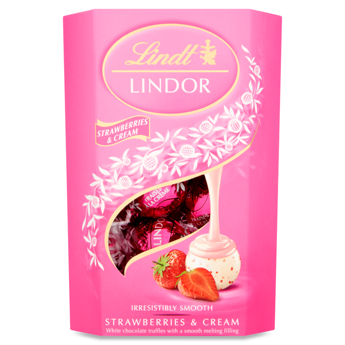 Lindt LINDOR Strawberry & Cream Truffles (200g) - Imported Swiss Chocolate