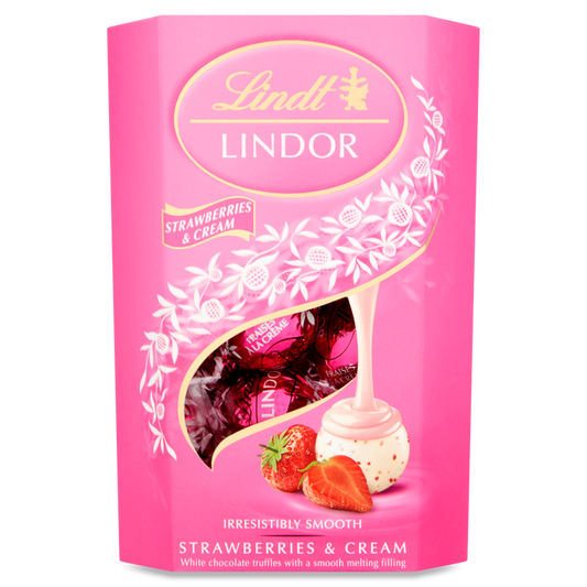 Lindt LINDOR Strawberry & Cream Truffles (200g) - Imported Swiss Chocolate