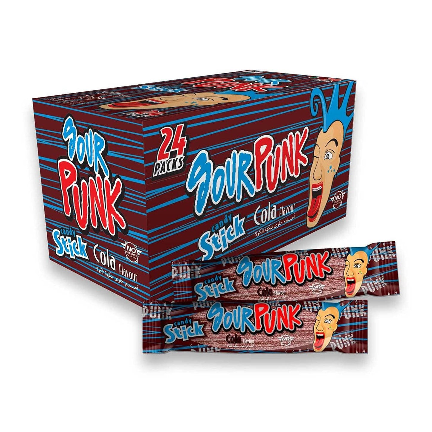 Sour Punk Candy Sticks in Cola Flavor - Pack of 24 ( 40g each), Sweet and Sour Chewy Cola Candy || Party Treats Pack || Share with Friends and Family