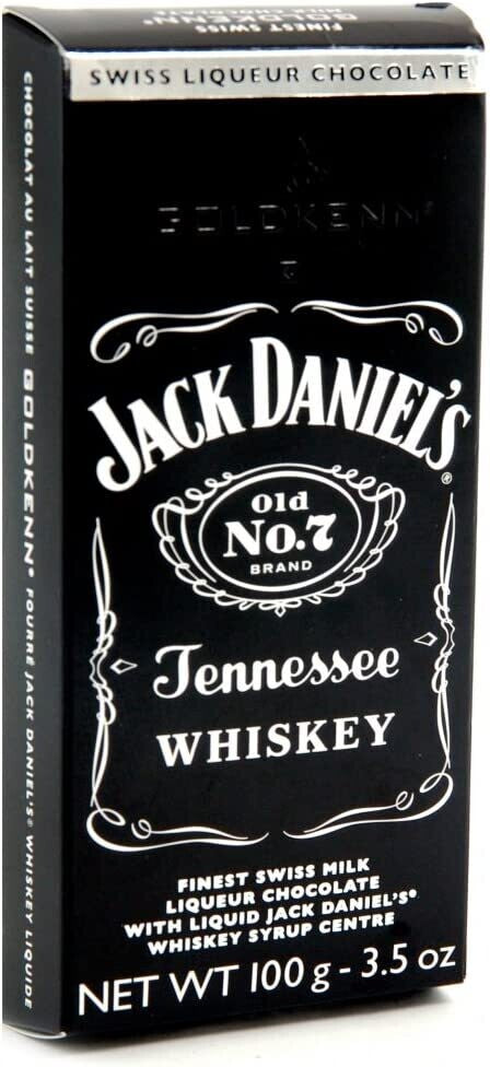 Jack Daniel's Old No. 7 Whiskey liqueur chocolate bar 100g by Goldkenn, Switzerland