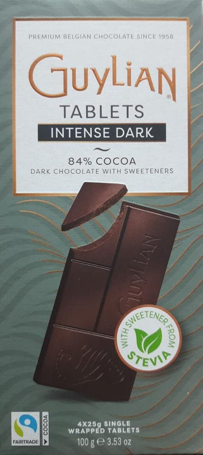 Guylian Belgian Dark Chocolate Bar 100g (4x25g) | Intense Dark 84% Cocoa | Imported Premium Belgian Chocolate