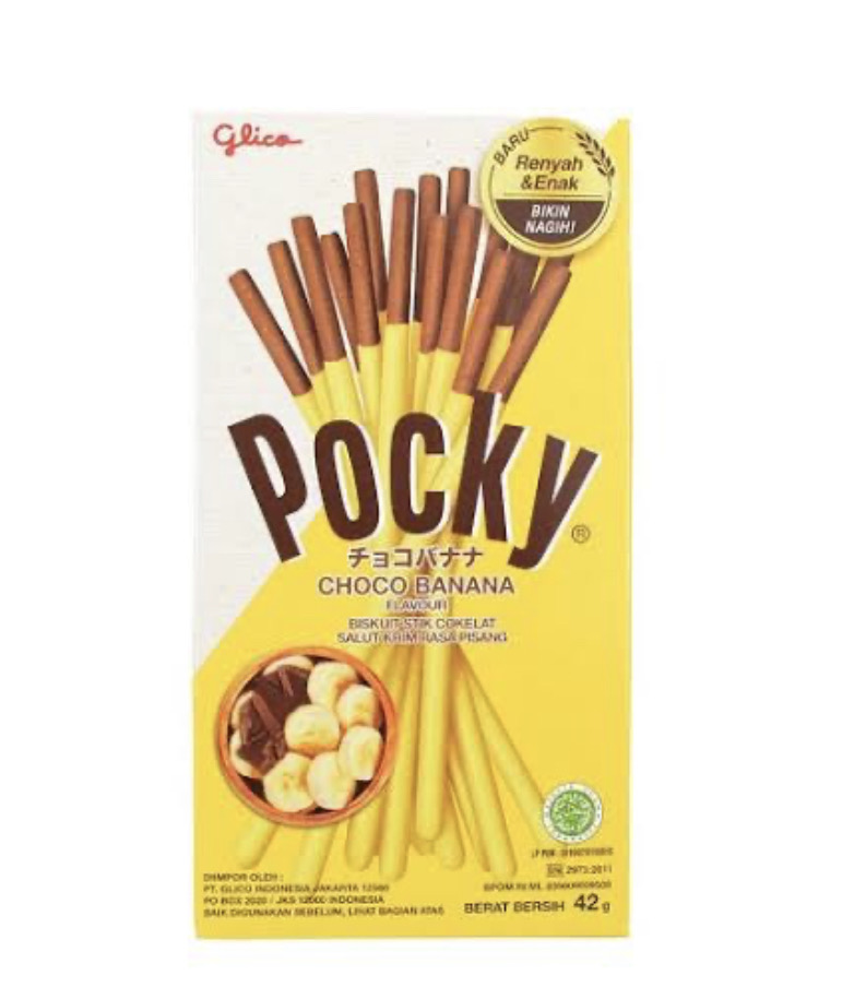 Glico Pocky Choco Banana Biskuit Stik Cokelat Salut Krim Rasa Pisang,42g | Imported