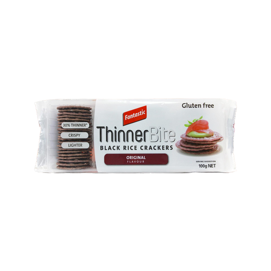 Fantastic Thinner Bite Original - Black Rice Crackers, Crispy, Lighter, Gluten Free, 100 g | Imported