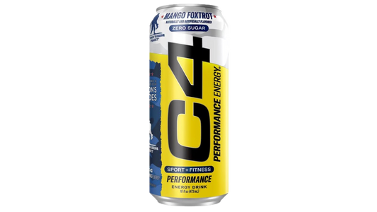 C4 Energy Carbonated Zero Sugar Energy Drink, Pre Workout Drink + Beta Alanine, Mango Foxtrot | Imported from UK