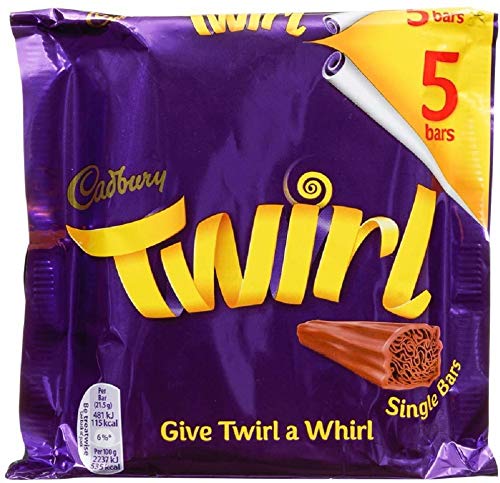 Cadbury Twirl 5 Bars Chocolate, 107.5 g, Imported From UK