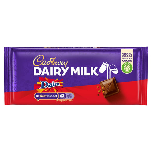 Cadbury Dairy Milk Daim Chocolate Bar 120g | Imported from UK | Premium British Chocolate with Crunchy Almond Pieces