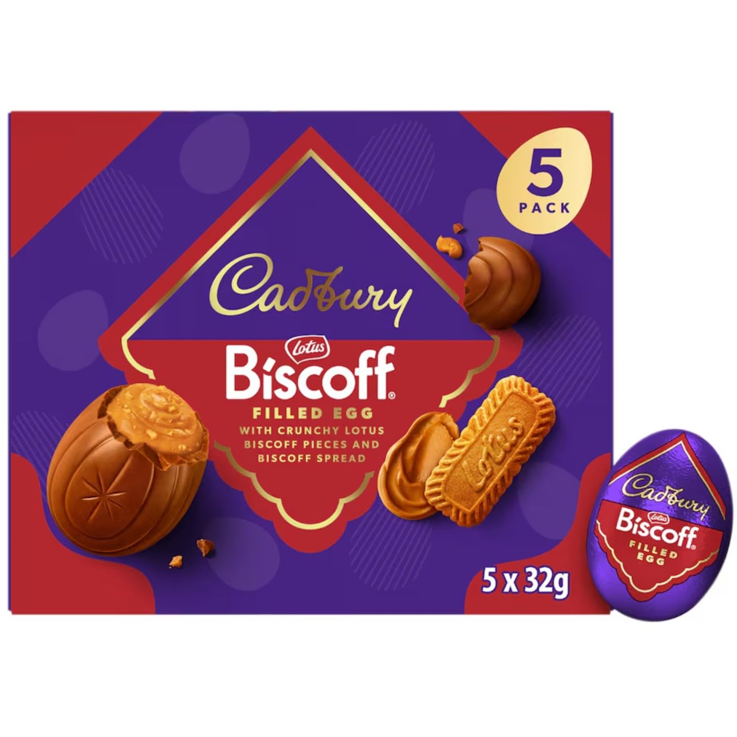 Cadbury Lotus Biscoff Filled Chocolate Eggs 5 Pack (160g) – Premium Easter Chocolate | IndyGood